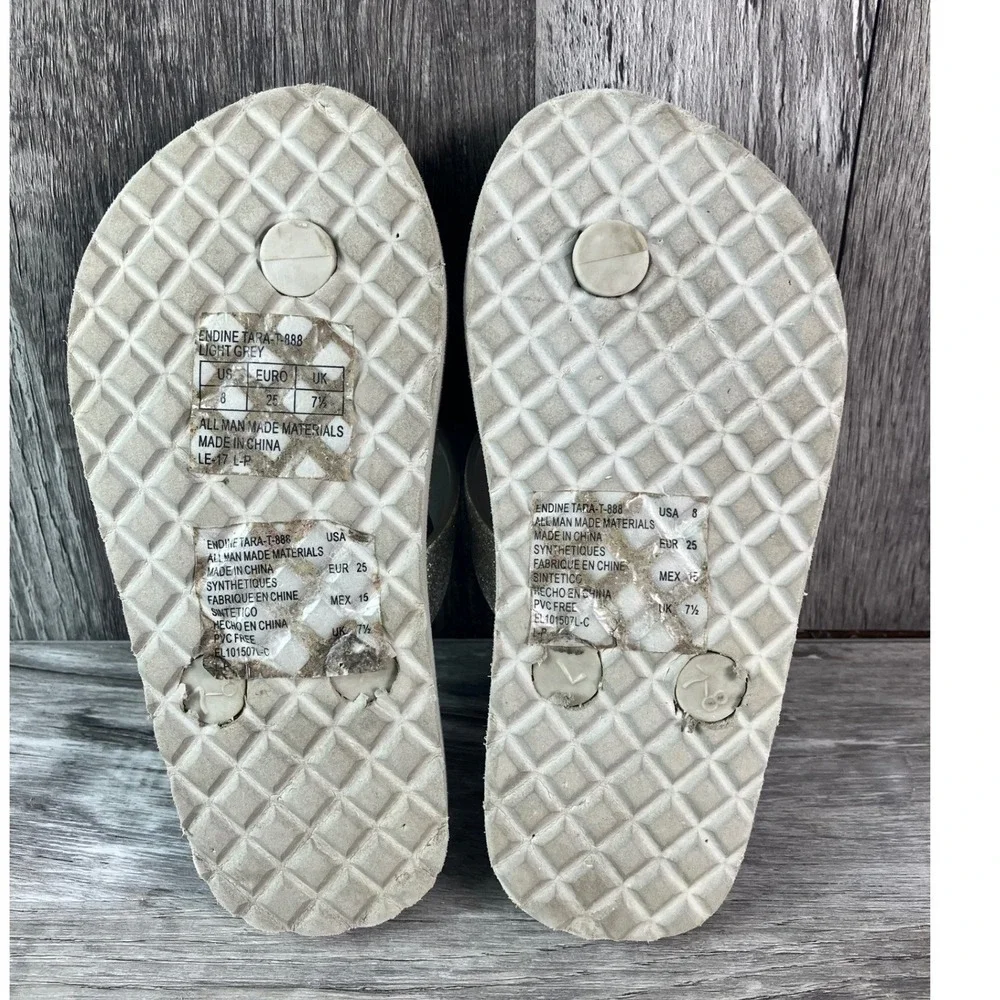 Michael Michael Kors Kids Endine Tara-T-888 Light Grey Glitter Flip Flops Size 8
